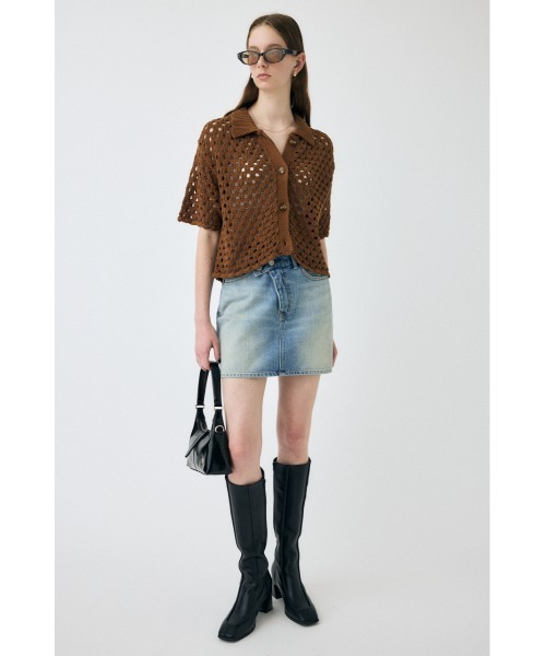 MOUSSY(マウジー)の「【EC・一部店舗限定】CROCHET ニットシャツ(ニット/セーター・レディース・ブラウン/アイボリー/ブラック・FREE)」の6枚目の写真