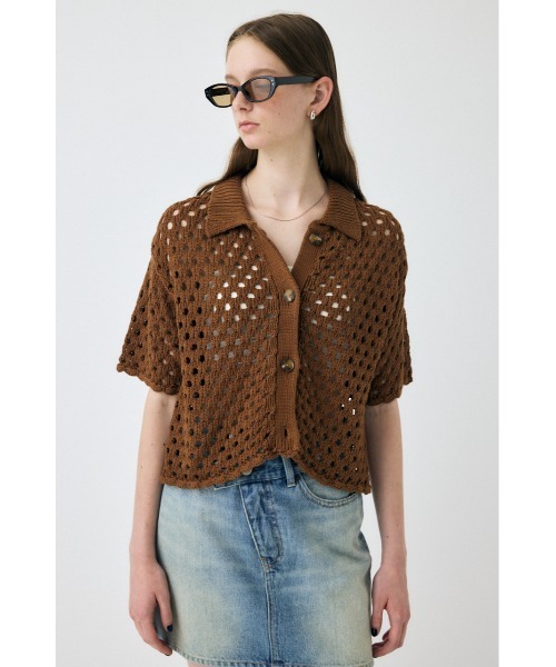 MOUSSY(マウジー)の「【EC・一部店舗限定】CROCHET ニットシャツ(ニット/セーター・レディース・ブラウン/アイボリー/ブラック・FREE)」の8枚目の写真