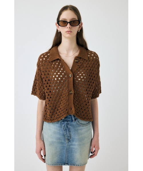 MOUSSY(マウジー)の「【EC・一部店舗限定】CROCHET ニットシャツ(ニット/セーター・レディース・ブラウン/アイボリー/ブラック・FREE)」の9枚目の写真