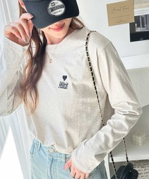 ハート&ロゴワンポイント刺繍オーバーサイズロンT