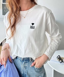 ハート&ロゴワンポイント刺繍オーバーサイズロンT
