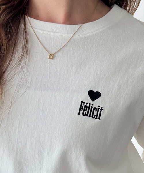 GeeRA（ジーラ）の「ハート＆ロゴワンポイント刺繍オーバーサイズロンT（Tシャツ/カットソー・レディース・チャコール/オートミール/オフホワイト・MEDIUM/LARGE/X-LARGE）」の8枚目の写真