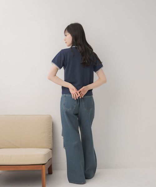 ems excite(エムズエキサイト)の「バイカラーポロTEE(Tシャツ/カットソー・レディース・ナチュラル/レッド系1/ダークブルー/チャコールグレー・FREE)」の18枚目の写真