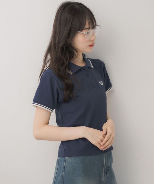 ems excite(エムズエキサイト)の「バイカラーポロTEE(Tシャツ/カットソー・レディース・ナチュラル/レッド系1/ダークブルー/チャコールグレー・FREE)」の21枚目の写真