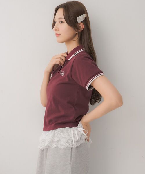ems excite(エムズエキサイト)の「バイカラーポロTEE(Tシャツ/カットソー・レディース・ナチュラル/レッド系1/ダークブルー/チャコールグレー・FREE)」の9枚目の写真
