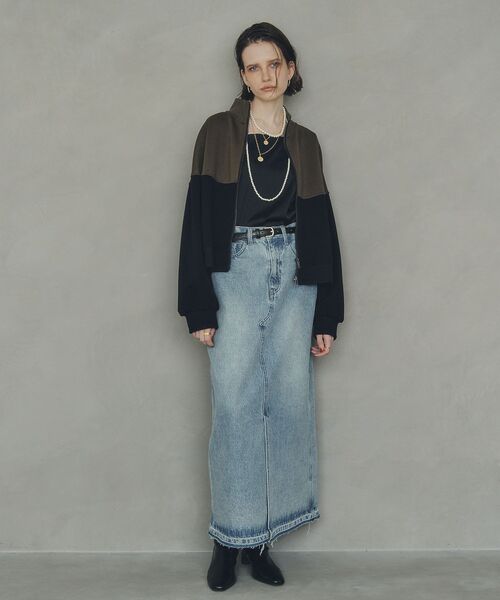 Editt by YECCA VECCA(エディットバイイェッカヴェッカ)の「ロングデニムスカート(スカート・レディース・インディゴブルー/グレー・S/M)」の3枚目の写真