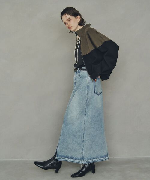 Editt by YECCA VECCA(エディットバイイェッカヴェッカ)の「ロングデニムスカート(スカート・レディース・インディゴブルー/グレー・S/M)」の5枚目の写真