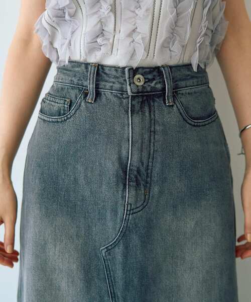 Editt by YECCA VECCA(エディットバイイェッカヴェッカ)の「ロングデニムスカート(スカート・レディース・インディゴブルー/グレー・S/M)」の9枚目の写真