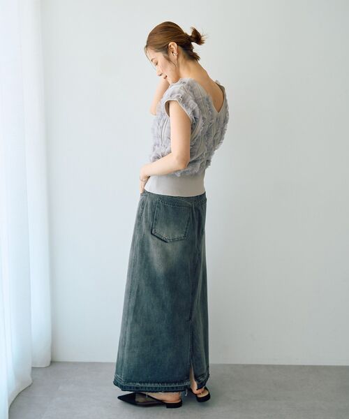 Editt by YECCA VECCA(エディットバイイェッカヴェッカ)の「ロングデニムスカート(スカート・レディース・インディゴブルー/グレー・S/M)」の16枚目の写真