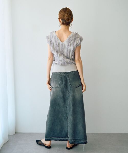 Editt by YECCA VECCA(エディットバイイェッカヴェッカ)の「ロングデニムスカート(スカート・レディース・インディゴブルー/グレー・S/M)」の17枚目の写真