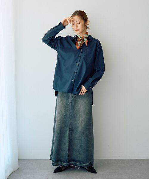 Editt by YECCA VECCA(エディットバイイェッカヴェッカ)の「ロングデニムスカート(スカート・レディース・インディゴブルー/グレー・S/M)」の18枚目の写真