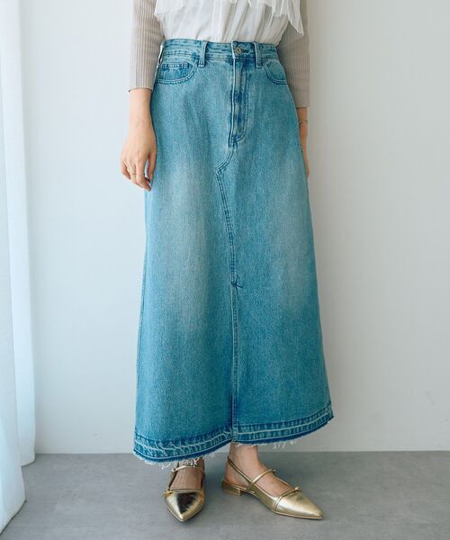 Editt by YECCA VECCA(エディットバイイェッカヴェッカ)の「ロングデニムスカート(スカート・レディース・インディゴブルー/グレー・S/M)」の19枚目の写真