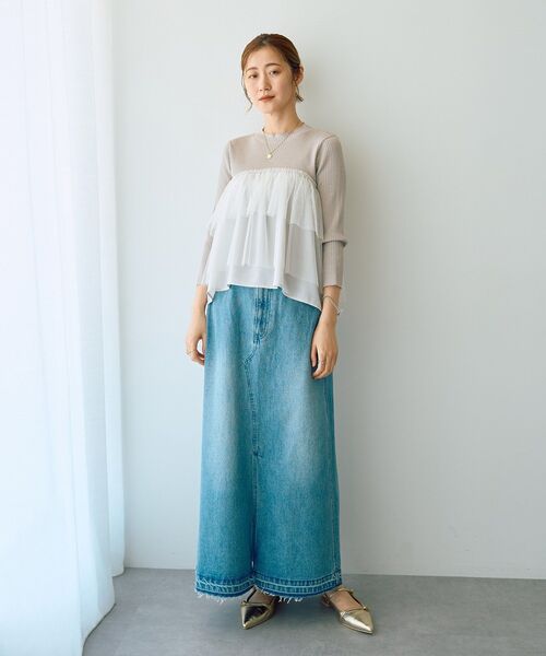 Editt by YECCA VECCA(エディットバイイェッカヴェッカ)の「ロングデニムスカート(スカート・レディース・インディゴブルー/グレー・S/M)」の21枚目の写真