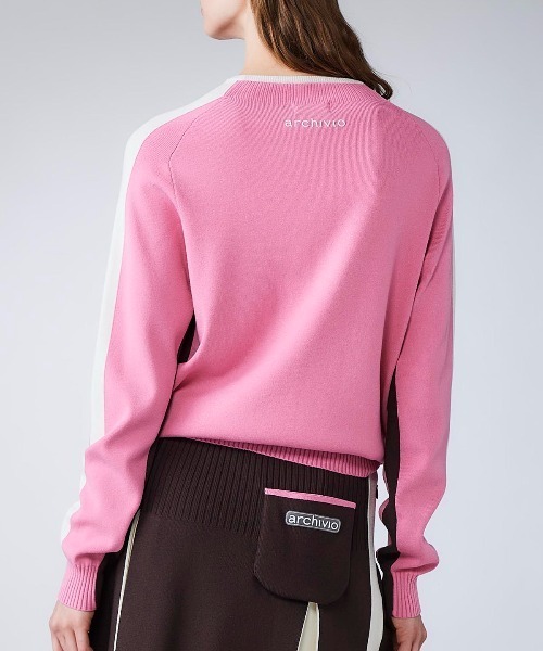 archivio ピンク セーター 36 新品未使用 LADIES>カラーライン配色ニット 【公式通販】