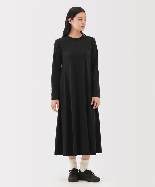 MUJI Labo（ムジラボ）の「〔MUJI Labo〕婦人　コットンヤク天竺ワンピース（ワンピース・レディース・ブラック/ダークグレー・S/M/L）」の3枚目の写真