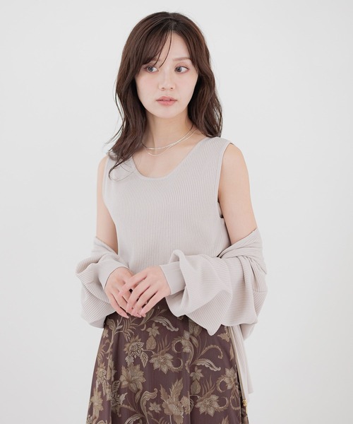 Andemiu（アンデミュウ）の「【リブシリーズ】2WAYリブタンク581500（ニット/セーター・レディース・グリーン/ブラック/グレー・FREE）」の2枚目の写真