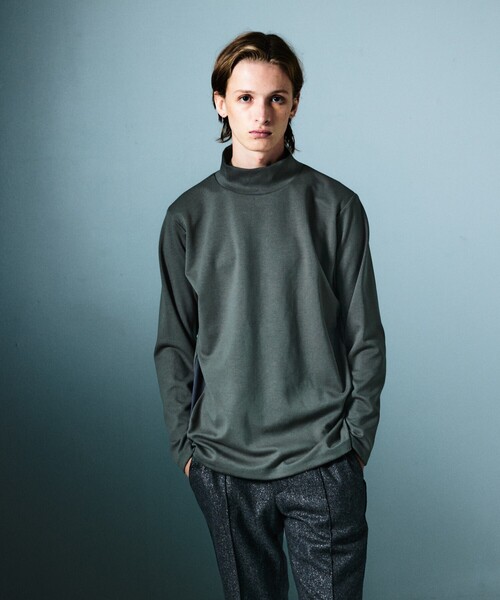 5351 POUR LES HOMMES(ゴーサンゴーイチプールオム)の「サイドライン ハイネック 長袖Tシャツ(Tシャツ/カットソー・メンズ・ホワイト/チャコールグレー/ブラック・50/48/46/44)」の1枚目の写真