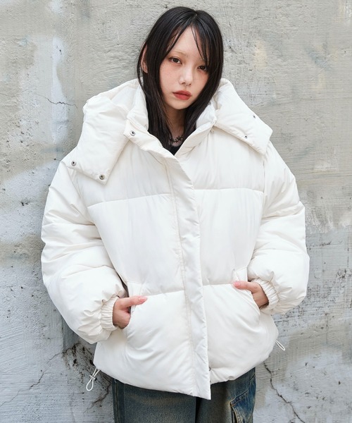 WEGO（ウィゴー）の「WEGO/2WAYフードパファーブルゾン（ダウンジャケット/コート・レディース・アイボリー/ブラック・SMALL/MEDIUM）」の10枚目の写真