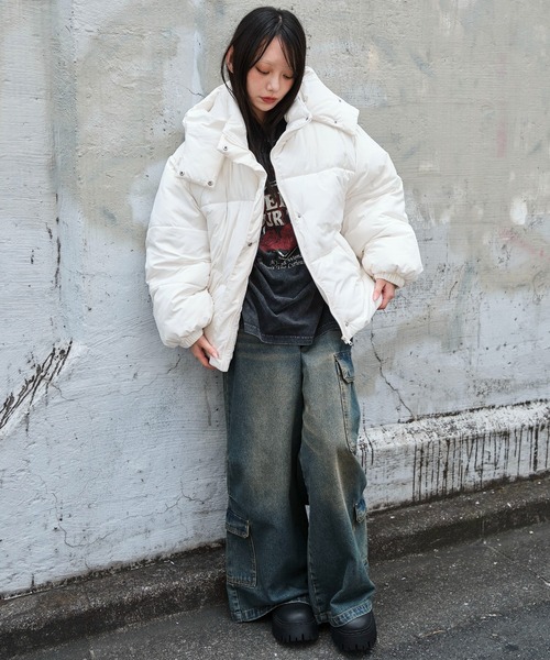 WEGO（ウィゴー）の「WEGO/2WAYフードパファーブルゾン（ダウンジャケット/コート・レディース・アイボリー/ブラック・SMALL/MEDIUM）」の13枚目の写真