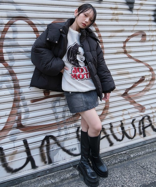 WEGO（ウィゴー）の「WEGO/2WAYフードパファーブルゾン（ダウンジャケット/コート・レディース・アイボリー/ブラック・SMALL/MEDIUM）」の4枚目の写真