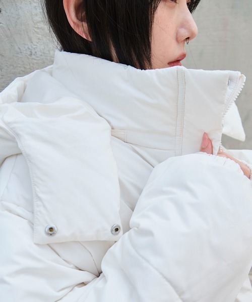 WEGO（ウィゴー）の「WEGO/2WAYフードパファーブルゾン（ダウンジャケット/コート・レディース・アイボリー/ブラック・SMALL/MEDIUM）」の5枚目の写真