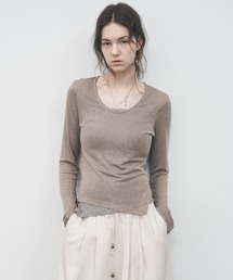 【tageechita】フェイクレイヤード UネックロングTシャツ