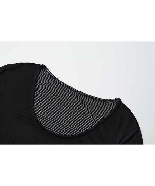 tageechita（タジチタ）の「【tageechita】フェイクレイヤード UネックロングTシャツ（Tシャツ/カットソー・レディース・ベージュ/ブラック・S/M/L）」の11枚目の写真