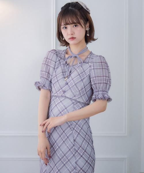 couture BY ROJITA(クチュールバイロジータ)の「レーシーチェックワンピース(ワンピース・レディース・グレー/アイボリー/パープル・FREE)」の14枚目の写真