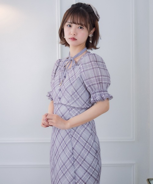 couture BY ROJITA(クチュールバイロジータ)の「レーシーチェックワンピース(ワンピース・レディース・グレー/アイボリー/パープル・FREE)」の16枚目の写真