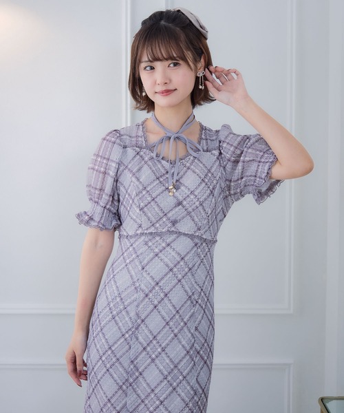 couture BY ROJITA(クチュールバイロジータ)の「レーシーチェックワンピース(ワンピース・レディース・グレー/アイボリー/パープル・FREE)」の17枚目の写真