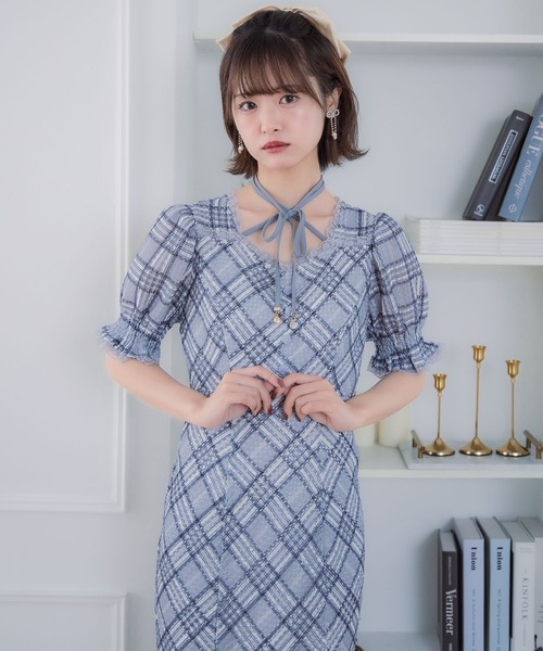 couture BY ROJITA(クチュールバイロジータ)の「レーシーチェックワンピース(ワンピース・レディース・グレー/アイボリー/パープル・FREE)」の18枚目の写真