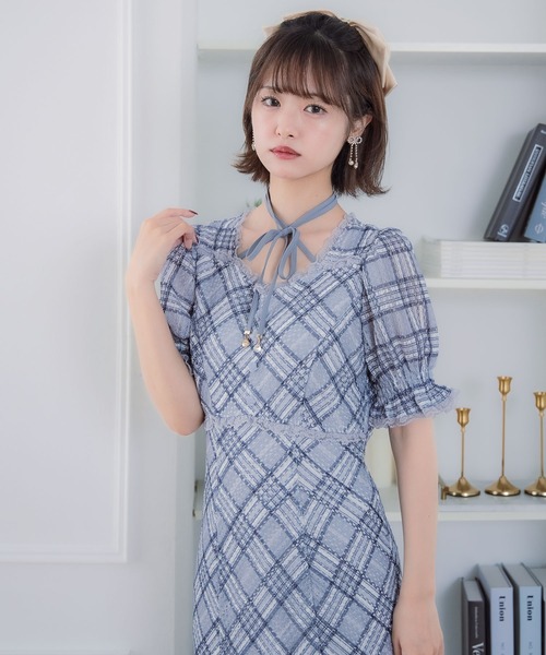 couture BY ROJITA(クチュールバイロジータ)の「レーシーチェックワンピース(ワンピース・レディース・グレー/アイボリー/パープル・FREE)」の22枚目の写真