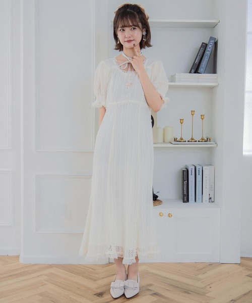 couture BY ROJITA(クチュールバイロジータ)の「レーシーチェックワンピース(ワンピース・レディース・グレー/アイボリー/パープル・FREE)」の10枚目の写真