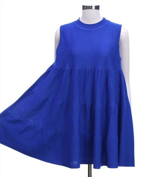 CLEAR BASIC（クリアベーシック）の「ティアードノースリーブニットチュニック[オフィスカジュアル 着回し抜群 大人]≪AW新作≫（チュニック・レディース・ブラック/ブルー/グリーン/ブラウン/オレンジ・F）」の14枚目の写真