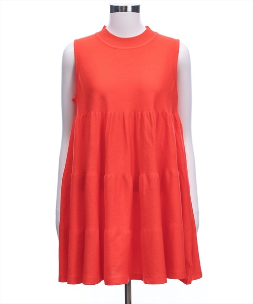 CLEAR BASIC（クリアベーシック）の「ティアードノースリーブニットチュニック[オフィスカジュアル 着回し抜群 大人]≪AW新作≫（チュニック・レディース・ブラック/ブルー/グリーン/ブラウン/オレンジ・F）」の22枚目の写真