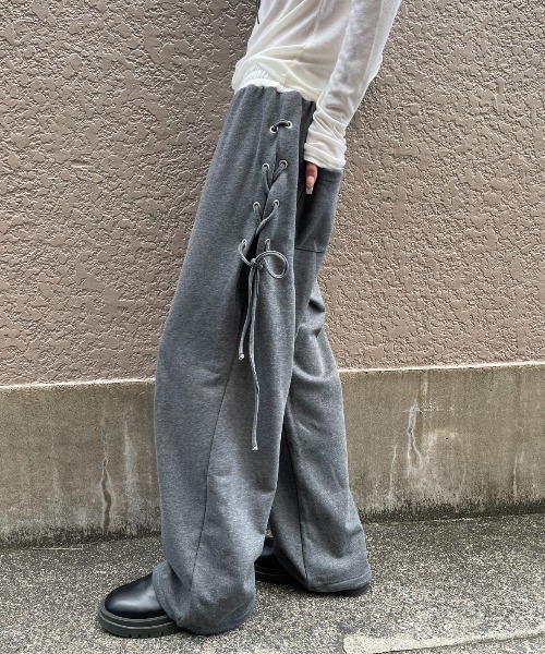 AIC.（エーアイシー）の「レースアップスウェットパンツ（スウェットパンツ・レディース・チャコールグレー/ブラウン・FREE）」の6枚目の写真
