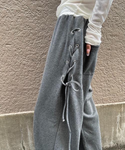 AIC.（エーアイシー）の「レースアップスウェットパンツ（スウェットパンツ・レディース・チャコールグレー/ブラウン・FREE）」の7枚目の写真
