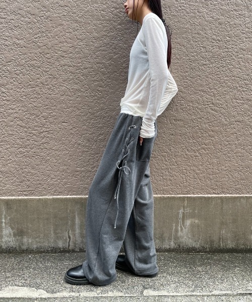 AIC.（エーアイシー）の「レースアップスウェットパンツ（スウェットパンツ・レディース・チャコールグレー/ブラウン・FREE）」の17枚目の写真