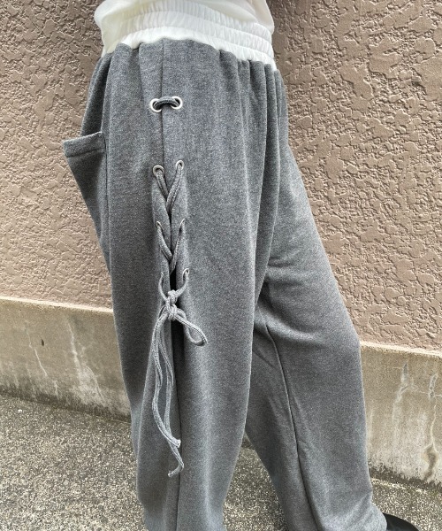 AIC.（エーアイシー）の「レースアップスウェットパンツ（スウェットパンツ・レディース・チャコールグレー/ブラウン・FREE）」の11枚目の写真
