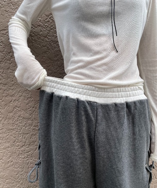 AIC.（エーアイシー）の「レースアップスウェットパンツ（スウェットパンツ・レディース・チャコールグレー/ブラウン・FREE）」の13枚目の写真
