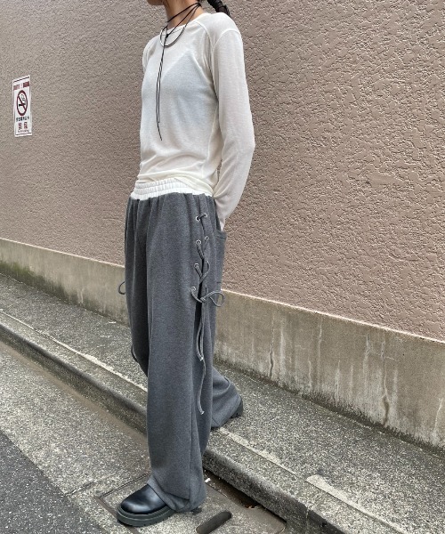 AIC.（エーアイシー）の「レースアップスウェットパンツ（スウェットパンツ・レディース・チャコールグレー/ブラウン・FREE）」の19枚目の写真