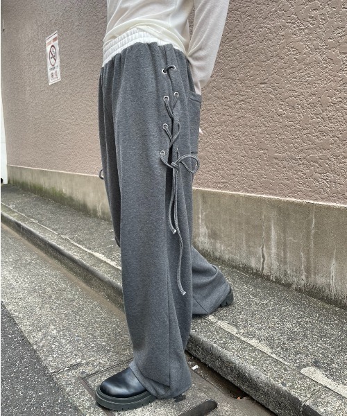 AIC.（エーアイシー）の「レースアップスウェットパンツ（スウェットパンツ・レディース・チャコールグレー/ブラウン・FREE）」の14枚目の写真