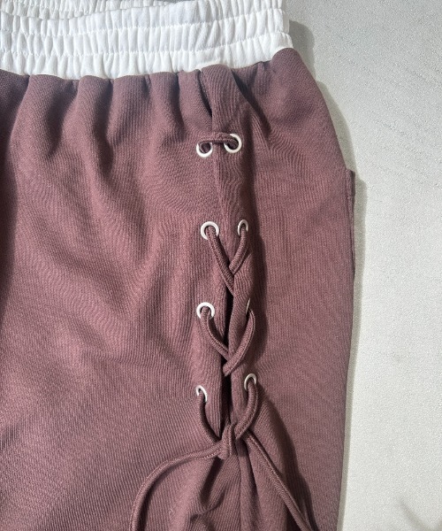 AIC.（エーアイシー）の「レースアップスウェットパンツ（スウェットパンツ・レディース・チャコールグレー/ブラウン・FREE）」の4枚目の写真