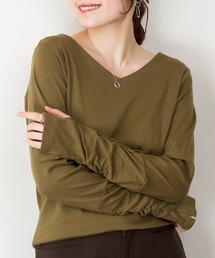 Vネック指空きTシャツ