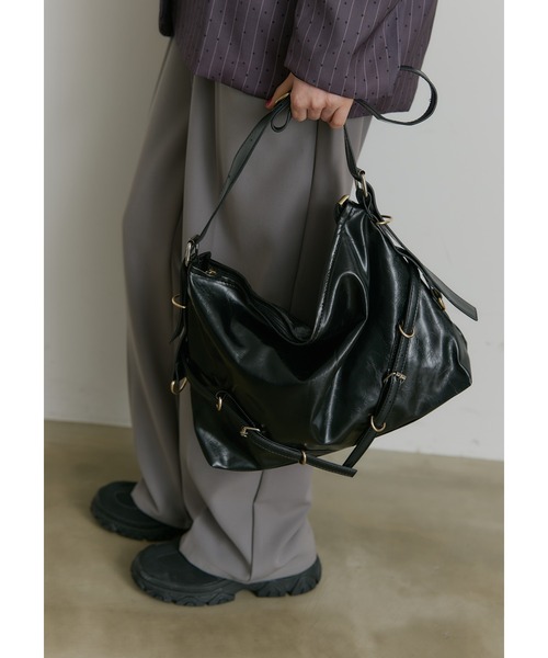 専用　smile flowerトート型本革ショルダーバッグ Leather Smile tubular leather tote shoulder bag 本革スマイル