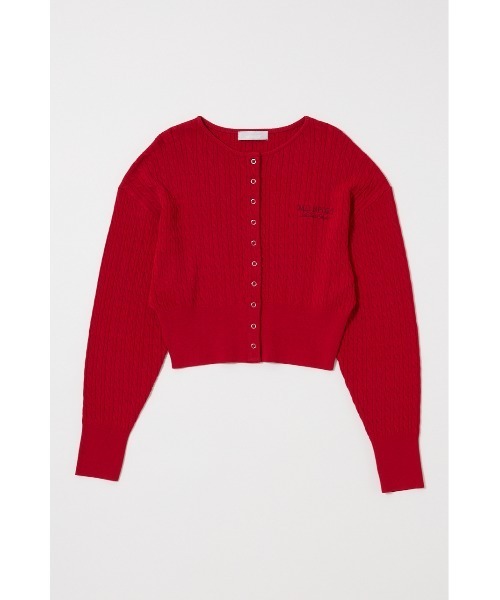 MOUSSY（マウジー）の「LOGO CABLE カーディガン（カーディガン/ボレロ・レディース・レッド/杢グレー/アイボリー/ネイビー・FREE）」の4枚目の写真
