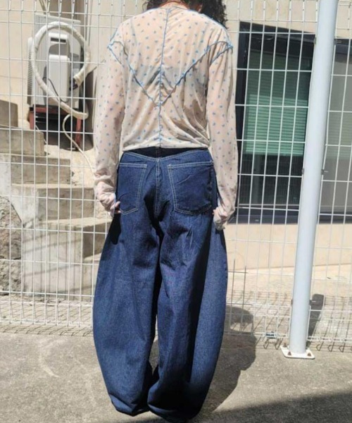 shyam inspiration(シャムインスピレーション)の「リボン柄 シースルーカラー メロウトップス / ロンT(Tシャツ/カットソー・レディース・レッド/ブルー・F)」の11枚目の写真