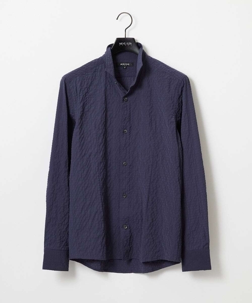 MICHEL KLEIN HOMME (ミッシェルクランオム)の「シアーサッカー調長袖シャツ(Tシャツ/カットソー・メンズ・ブルー/ベージュ/ネイビー・MEDIUM/LARGE/X-LARGE)」の3枚目の写真