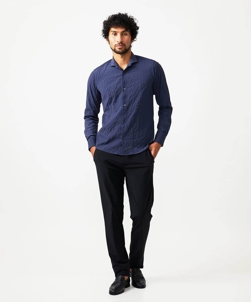 MICHEL KLEIN HOMME (ミッシェルクランオム)の「シアーサッカー調長袖シャツ(Tシャツ/カットソー・メンズ・ブルー/ベージュ/ネイビー・MEDIUM/LARGE/X-LARGE)」の12枚目の写真