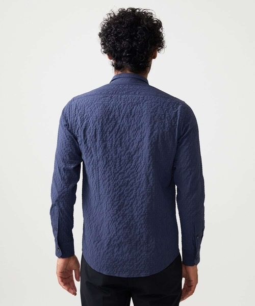 MICHEL KLEIN HOMME (ミッシェルクランオム)の「シアーサッカー調長袖シャツ(Tシャツ/カットソー・メンズ・ブルー/ベージュ/ネイビー・MEDIUM/LARGE/X-LARGE)」の14枚目の写真